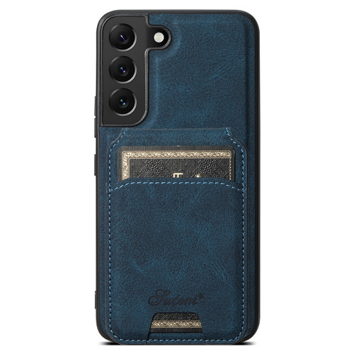 Samsung Galaxy S22+ 5G Suteni H16 Litchi Texture Leather Detachable Wallet Back Phone Case - Blue